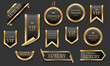 black gold luxury premium quality label badges on grey background vector
