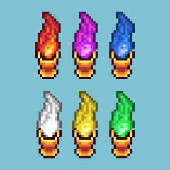 Poster - Pixel art sets of fire cup with variation color item asset. Simple bits of fire cup on pixelated style. 8bits perfect for game asset or design asset element for your game design asset