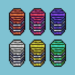 Poster - Pixel art sets of box with variation color item asset. Simple bits of box on pixelated style. 8bits perfect for game asset or design asset element for your game design asset
