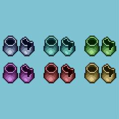 Poster - Pixel art sets of vase and broken gucci vase with variation color item asset. Simple bits of vase on pixelated style. 8bits perfect for game asset or design asset element for your game design asset