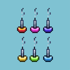 Poster - Pixel art sets of candle decoration light with variation color item asset. Simple bits of candle on pixelated style. 8bits perfect for game asset or design asset element for your game design asset