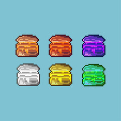 Poster - Pixel art sets of patty hamburger food with variation color item asset. Simple bits of hamburger on pixelated style. 8bits perfect for game asset or design asset element for your game design asset