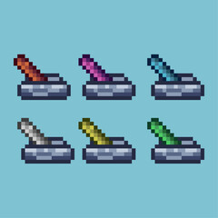 Poster - Pixel art sets of handle lever with variation color item asset. Simple bits of lever on pixelated style. 8bits perfect for game asset or design asset element for your game design asset