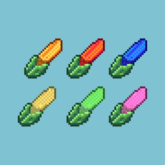 Poster - Pixel art sets of corn  with variation color item asset. Simple bits of corn on pixelated style. 8bits perfect for game asset or design asset element for your game design asset