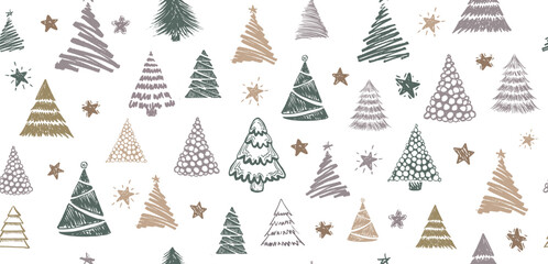 Wall Mural - christmas tree, new year set, hand drawn illustrations. vector.