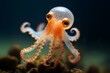 Macro shot of adorable infant cephalopod. Generative AI