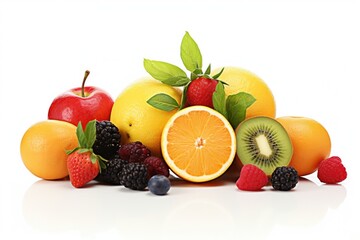 Poster - a selection of fresh fruits on a white background