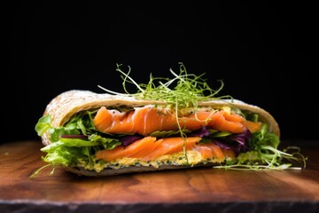 Wall Mural - close-up shot of a sandwich with smoked salmon