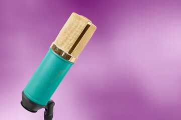 Sticker - Professional steel microphone on colored background