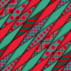 Fototapete - Patchwork textile pattern. Seamless quilting design background. Merry Christmas cozy pattern.