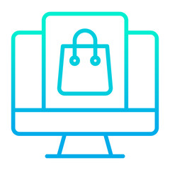 Poster - Outline gradient Monitor Shopping Bag icon