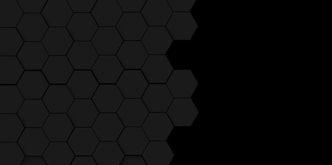 Abstract background with hexagon and Balck Hexagonal Background. Luxury black Pattern. Vector Illustration. 3D Futuristic abstract honeycomb mosaic black background. geometric mesh cell texture.