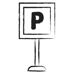 Poster - Hand drawn Parking board icon