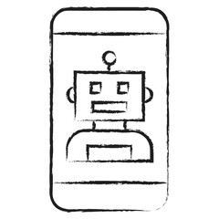 Canvas Print - Hand drawn Mobile chat robot icon