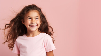 Happy girl kid isolated on studio background