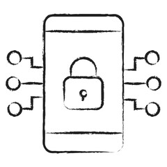 Poster - Hand drawn Mobile Lock icon