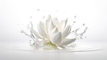 Lotus Flower With Water Drops. Generative AI