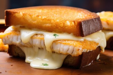 Wall Mural - close-up of a fish sandwich with melted cheese