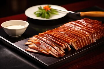 peking duck sliced with a sharp knife