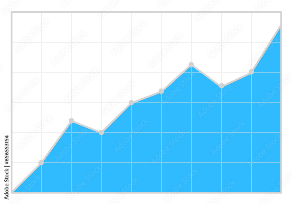 Business growth line chart with fill and grid background for ...