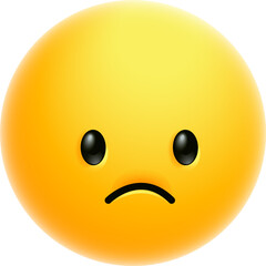 Disappointed emoji. Sad face, unhappy emoticon 3D stylized vector icon. Sad smiley face or emoticon art icon for apps, websites, ui, ux