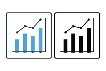 Poster - Graph Chart Icon. Icon related to Business. Suitable for web site design, app, UI, user interfaces. Solid icon style. Simple vector design editable