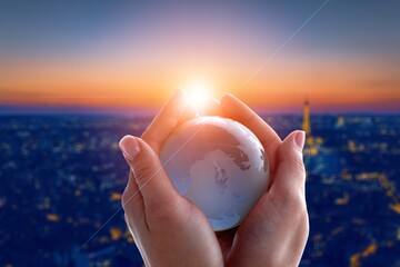 Wall Mural - planet earth globe in the human hands