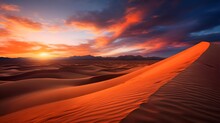 Sunset Over Sand Dunes In Death Valley National Park, California