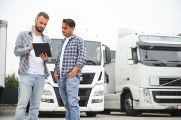 Wall Mural - The truck driver delivered the cargo to the customer