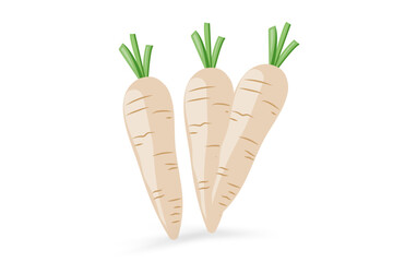 Poster - Group of three white carrots icon isolated on white background, vector illustration