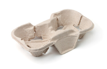 Empty disposable paper pulp two cup carrier