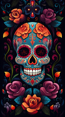 Wall Mural - Día de los Muertos - Day Of Day - Portraits Generated by AI