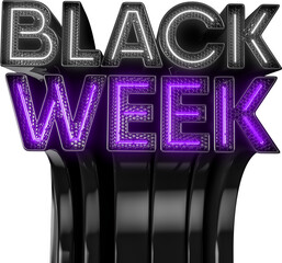 Canvas Print - Black Week label black and purple on transparent background in 3D Illustration