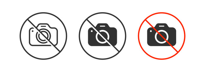 no photo icon. forbidden camera symbol. ban photography signs. prohibited take photo symbols. stop r