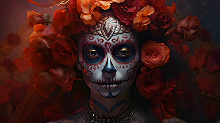 Wall Mural - Día de los Muertos - Day Of Day - Portraits Generated by AI