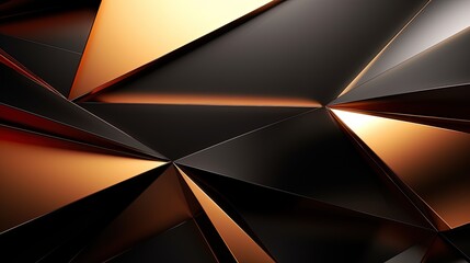 Canvas Print - Black and gold polygonal background, generated by AI