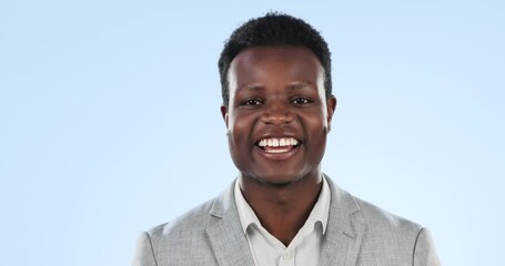 Poster - Ok, hand and face of black man with sign for yes in studio with emoji for thank you or agreement in business. Portrait, businessman and symbol or icon for satisfaction, support and positive feedback