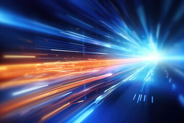 Poster - Abstract speed motion on the road at night, technology concept background