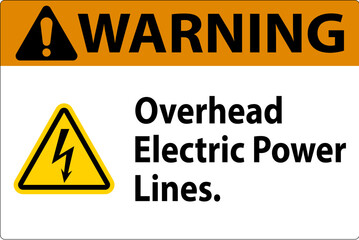 Wall Mural - Warning Sign Overhead Electric Power Lines