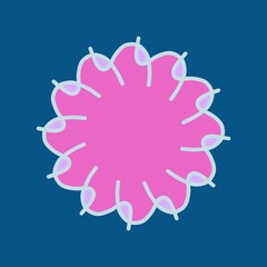 Wall Mural - Abstract pink flower shape on blue background