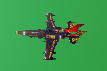 Wall Mural - spaceship fighter isolated on green background