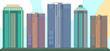 © gusti - flat design vector skyscrapers in downtown city. Modern office building. amazing for design or brochure or company profile. High building transparent