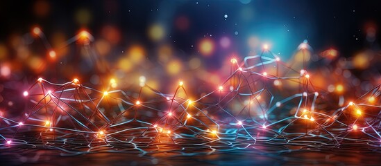 Poster - illustration of a neural network big data security global ai database and vibrant background with bo