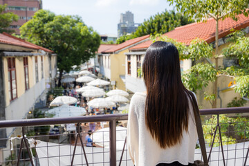 Canvas Print - Woman visit Shenji New Village in Taichung of Taiwan