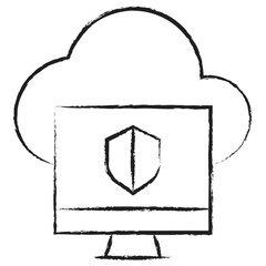 Wall Mural - Hand drawn Computer Shield icon