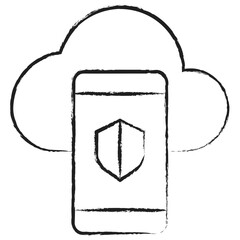 Wall Mural - Hand drawn Phone Shield icon