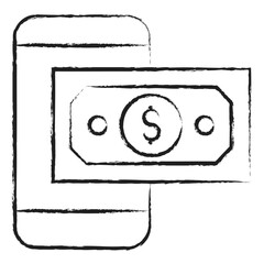 Wall Mural - Hand drawn Dollar Mobile icon