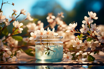 Canvas Print - spring flowers in a glass jar