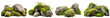 © Hixel - Large rocks with overgrown foliage and moss, plants and foliage around, green nature, isolated on transparent background generative ai