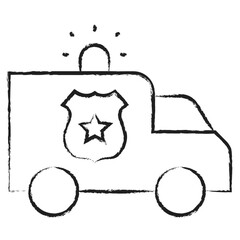 Poster - Hand drawn Police Van icon